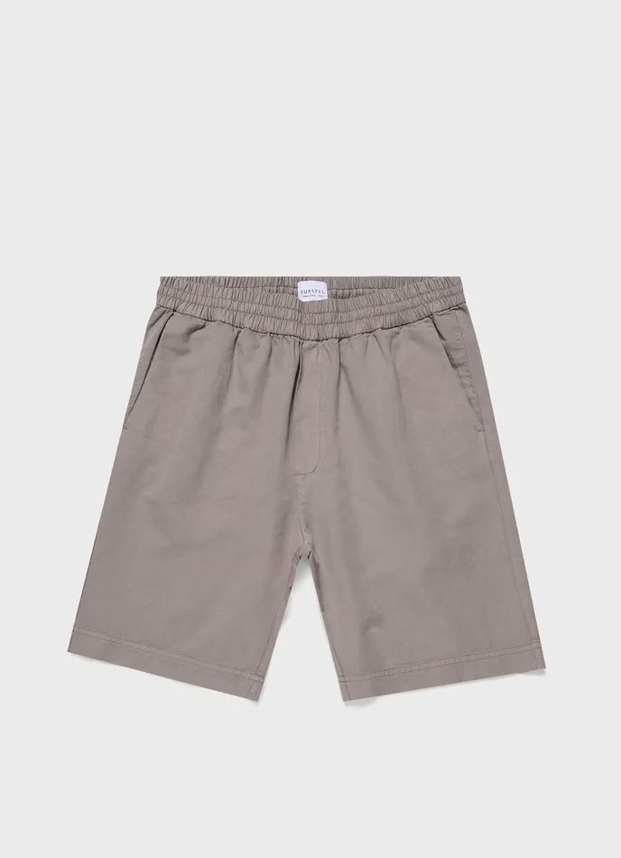 Men Cotton Linen Drawstring Shorts Pewter Shorts ussunspel