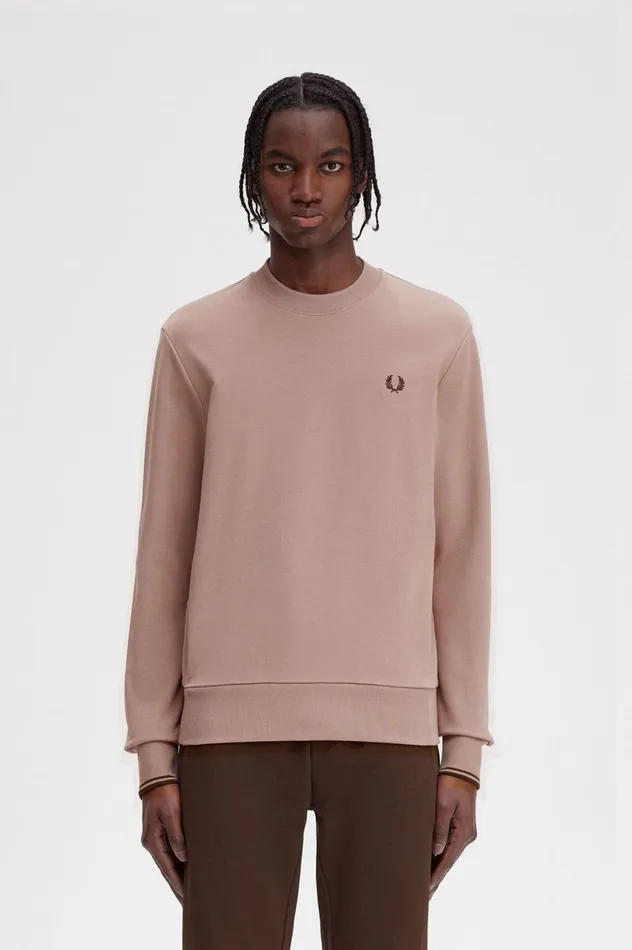 Men Crew Neck Sweatshirt Dark Pink Fred Perry Sweatshirts