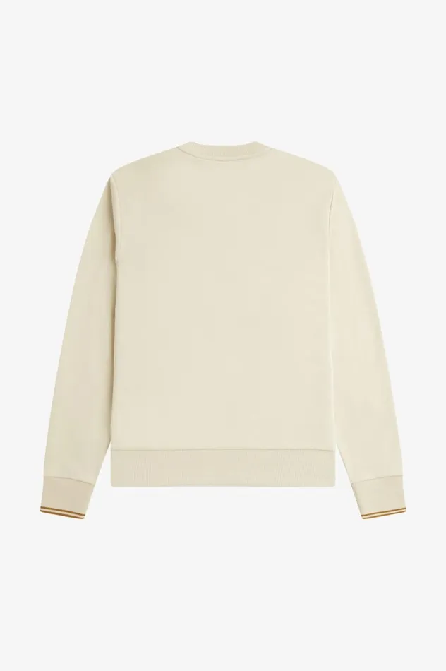 Men Crew Neck Sweatshirt Oatmeal Fred Perry Sweatshirts