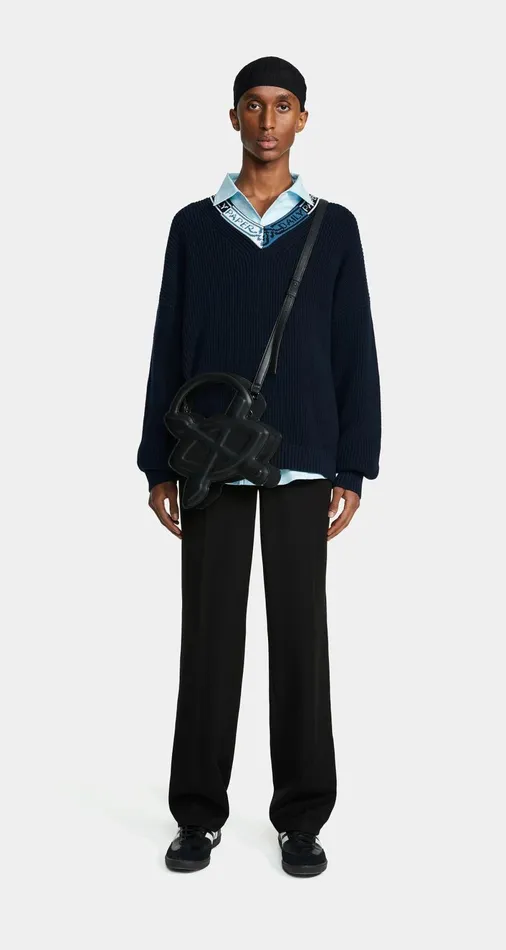 Men Deep Navy Roshaun Sweater Daily Paper Hoodies and Sweaters