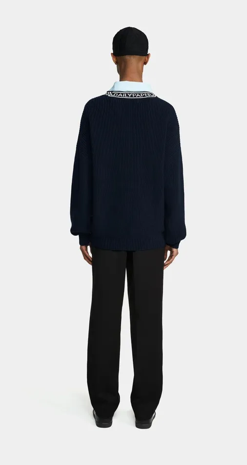 Men Deep Navy Roshaun Sweater Daily Paper Hoodies and Sweaters