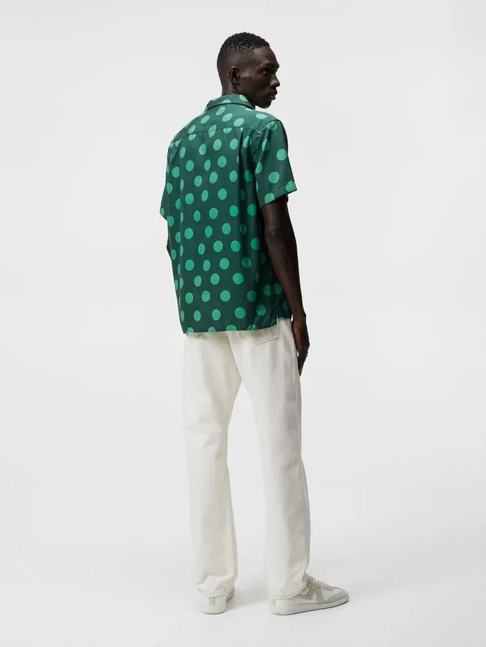 Men Elio Dot Print Shirt Rain Forest JLindeberg Shirts
