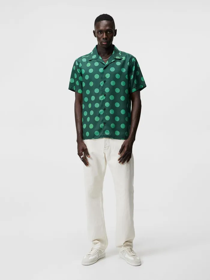 Men Elio Dot Print Shirt Rain Forest JLindeberg Shirts