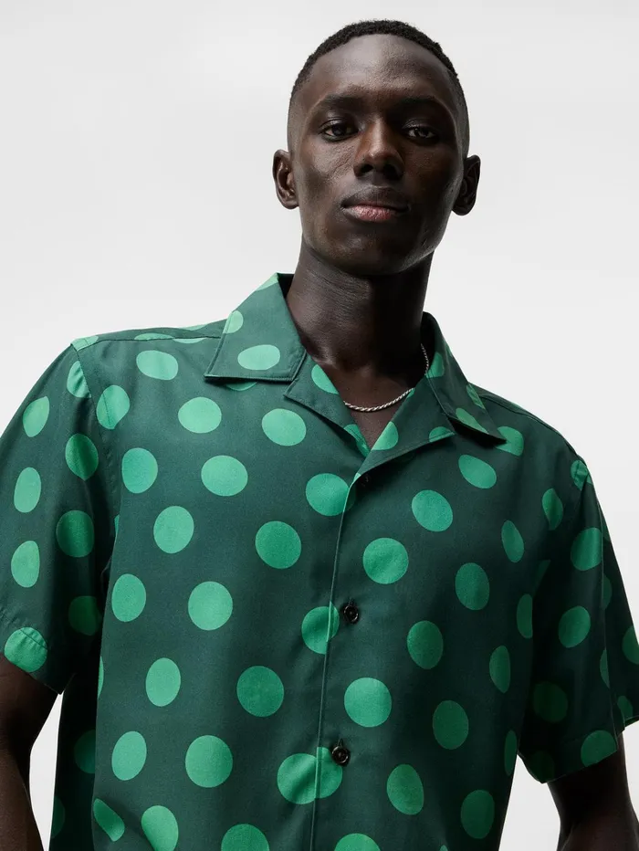 Men Elio Dot Print Shirt Rain Forest JLindeberg Shirts