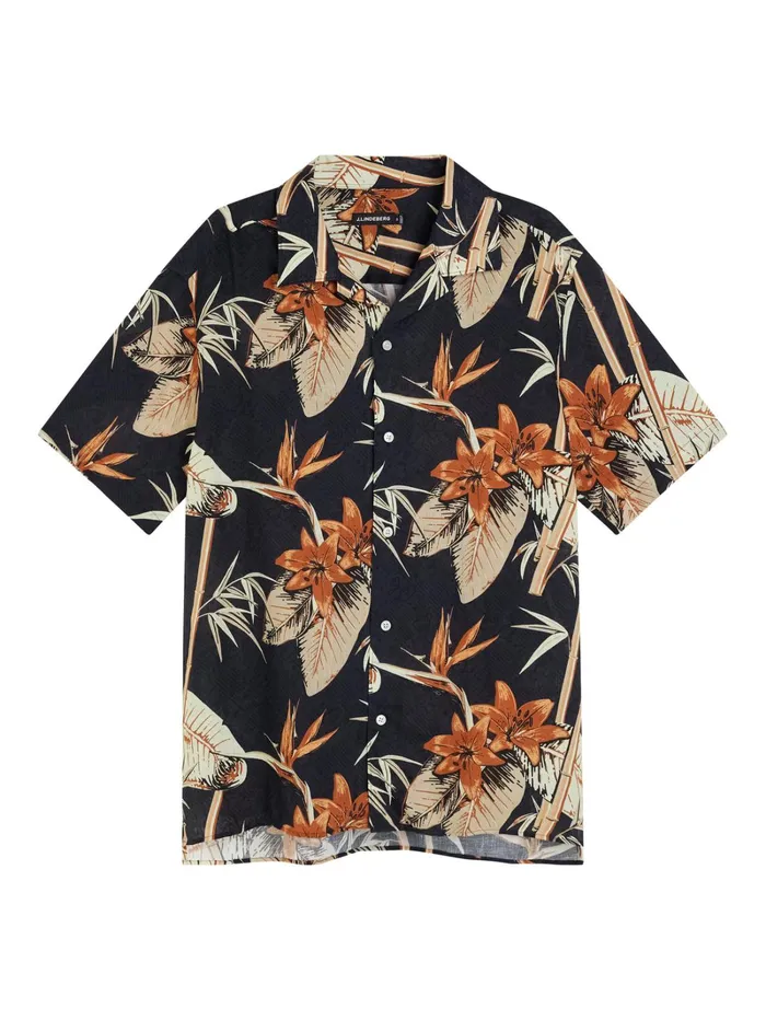 Men Elio Tropical Print Reg Shirt JL Navy JLindeberg Shirts