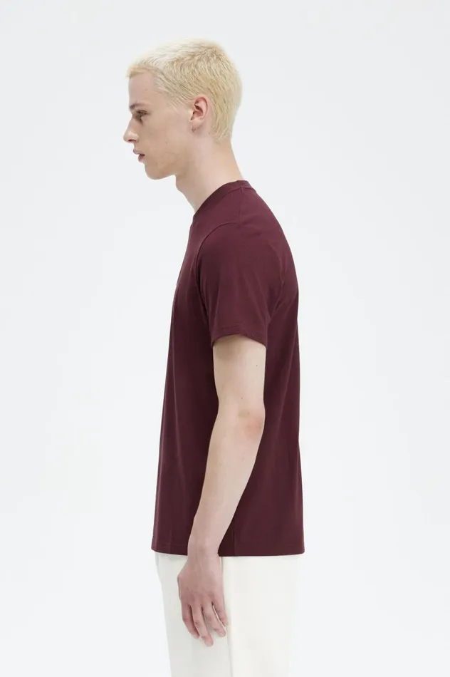 Men Embroidered TShirt Oxblood Fred Perry TShirts