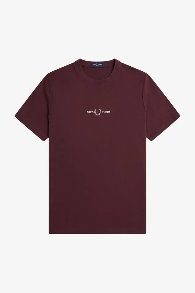 Men Embroidered TShirt Oxblood Fred Perry TShirts