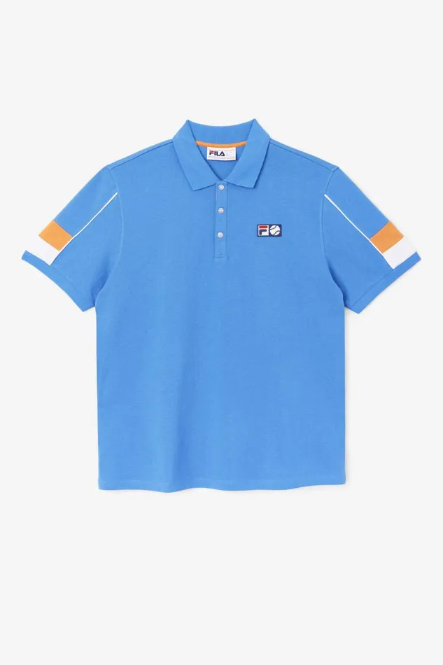Men Fila Polo and Rugby Shirts Coda Polo Strong Blue White Coral Rose