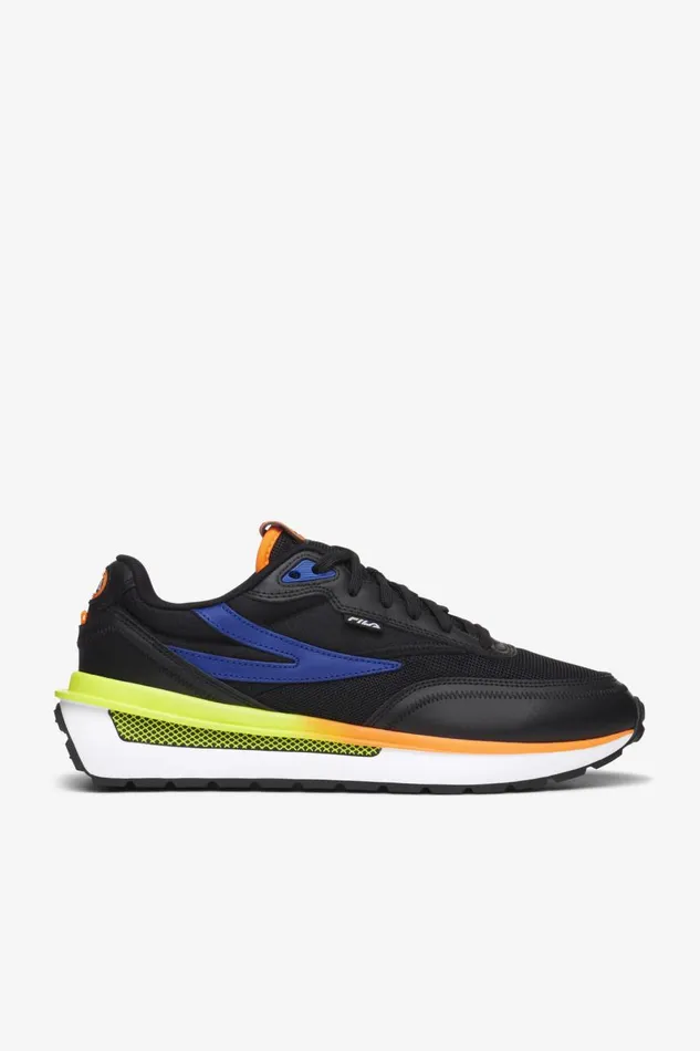 Men Fila Sneakers and Lifestyle Renno Black Mazarine Blue Safety Yellow