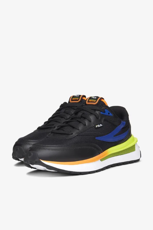 Men Fila Sneakers and Lifestyle Renno Black Mazarine Blue Safety Yellow