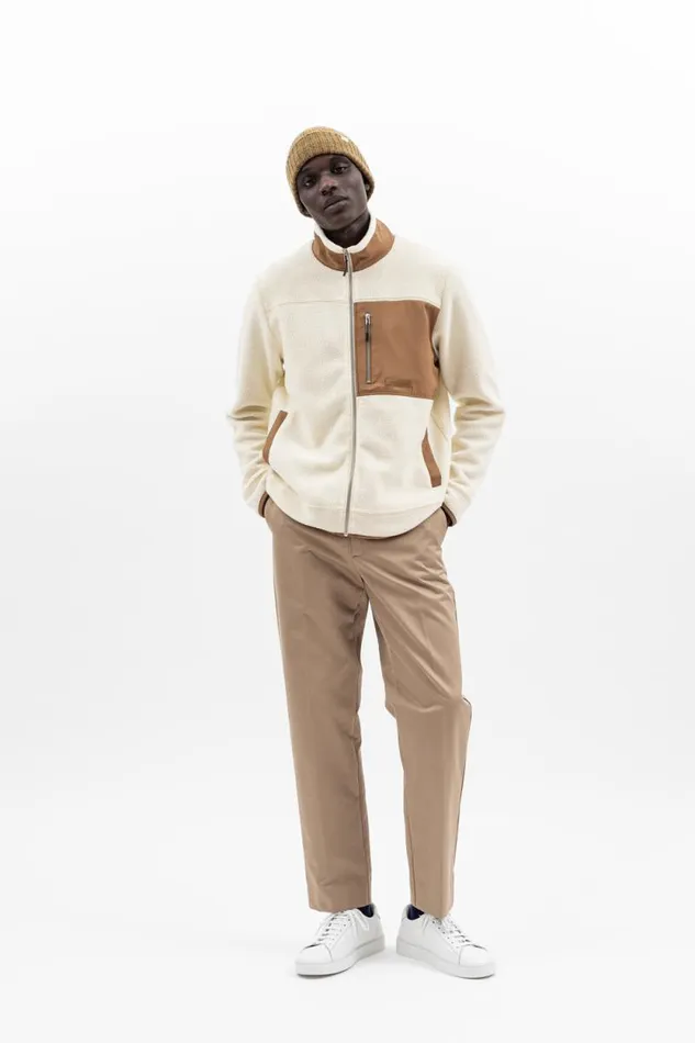 Men Frederik Fleece Full Zip Jacket Ecru Norse Projects Outerwear