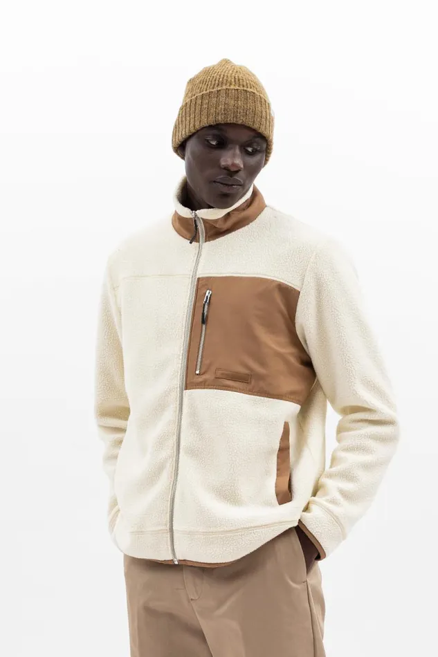 Men Frederik Fleece Full Zip Jacket Ecru Norse Projects Outerwear