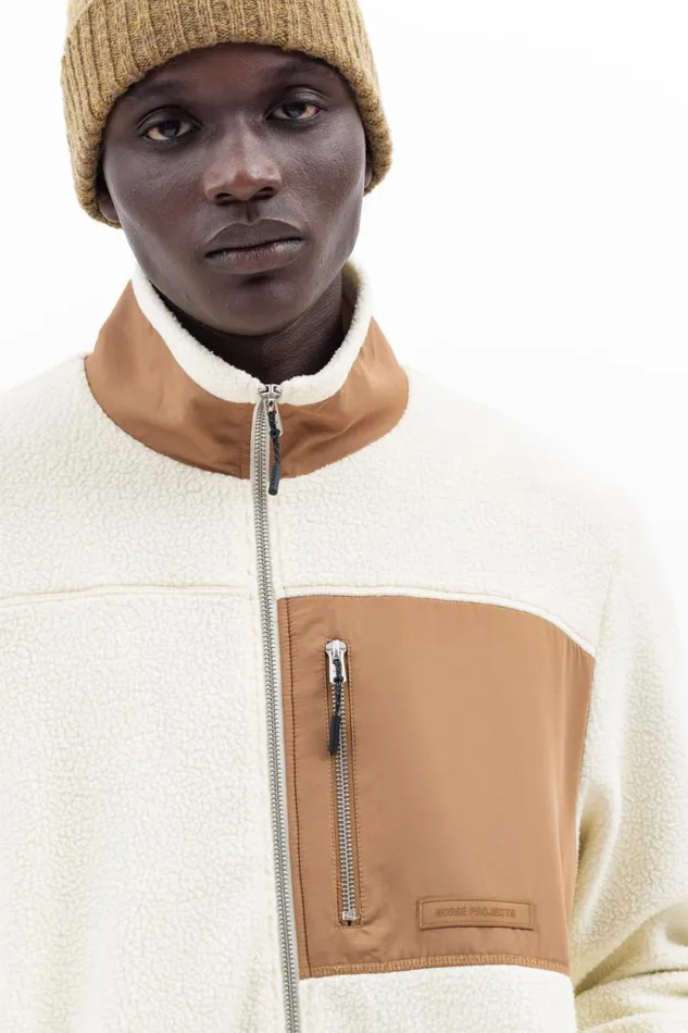 Men Frederik Fleece Full Zip Jacket Ecru Norse Projects Outerwear