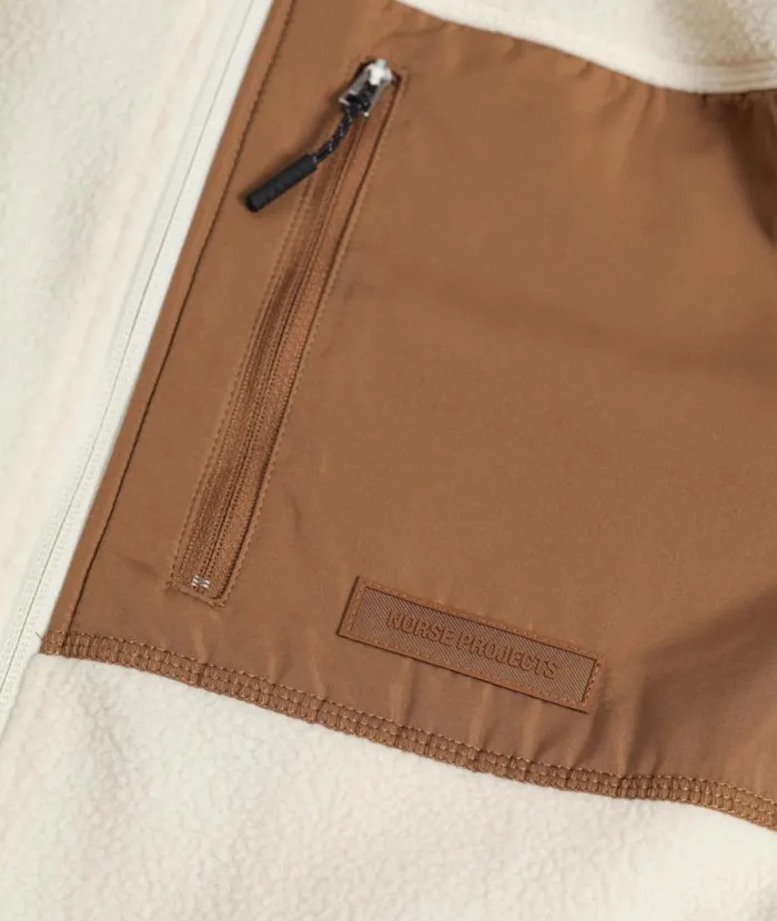 Men Frederik Fleece Full Zip Jacket Ecru Norse Projects Outerwear