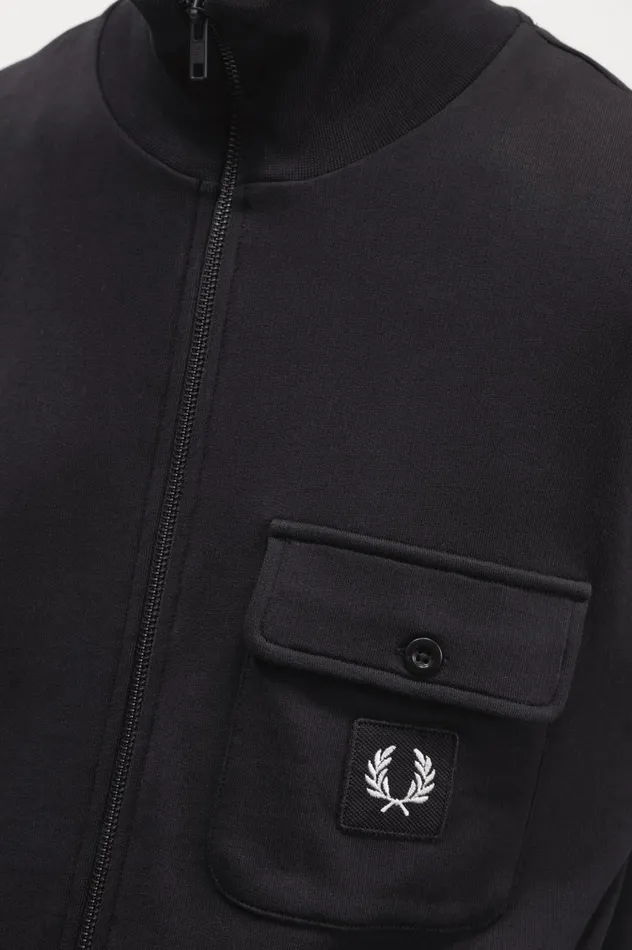 Men Funnel Neck Track Jacket Black Fred Perry Track Jackets