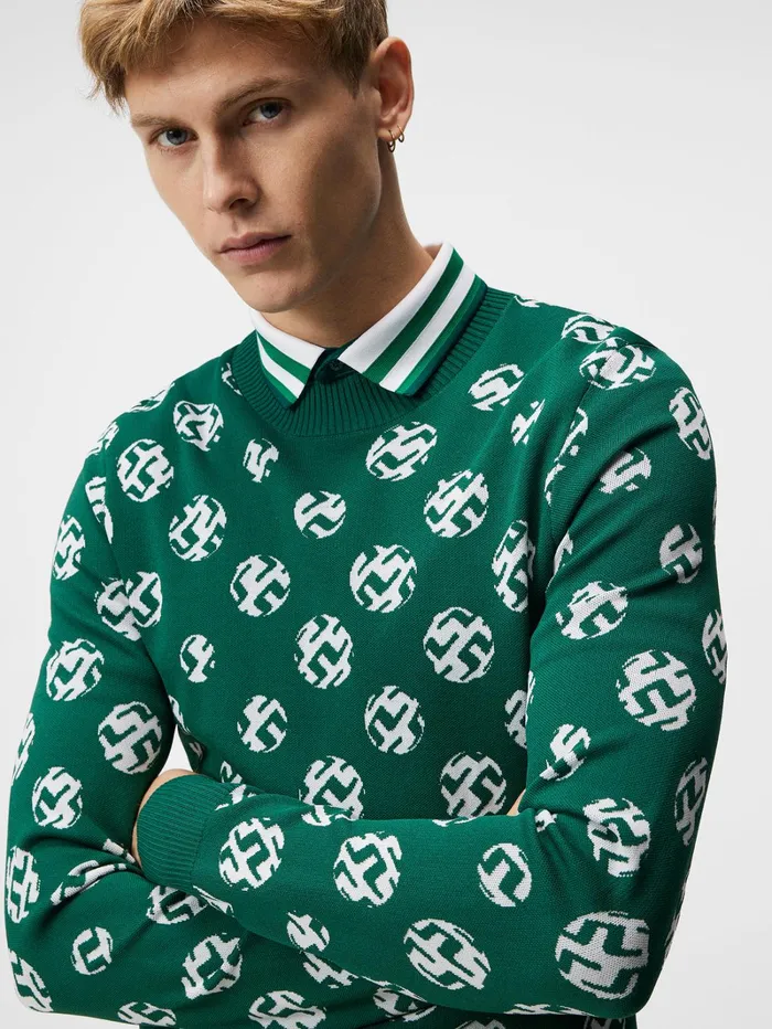 Men Gus Jacquard Sweater Rain Forest Sphere Dot JLindeberg Knitwear Men Gus Jacquard Sweater Rain Forest Sphere Dot JLindeberg Knitwear