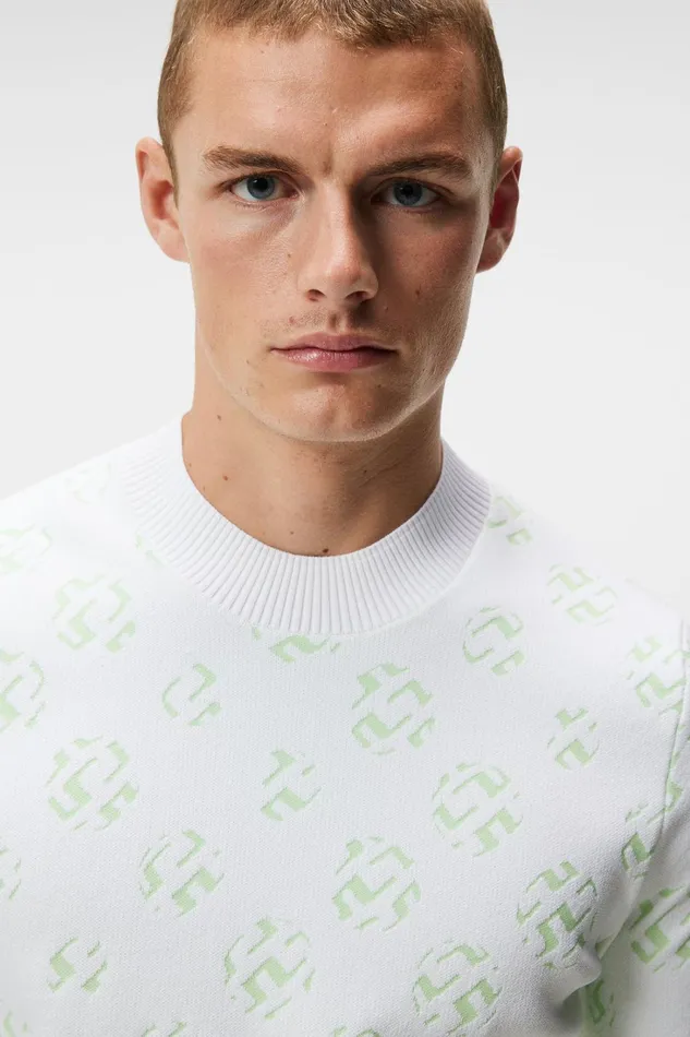 Men Gus Jacquard Sweater White Sphere Dot JLindeberg Knitwear