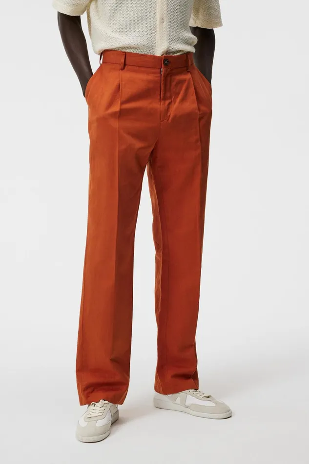 Men Haij Cotton Linen Pants Minimal JLindeberg Tailored Trousers