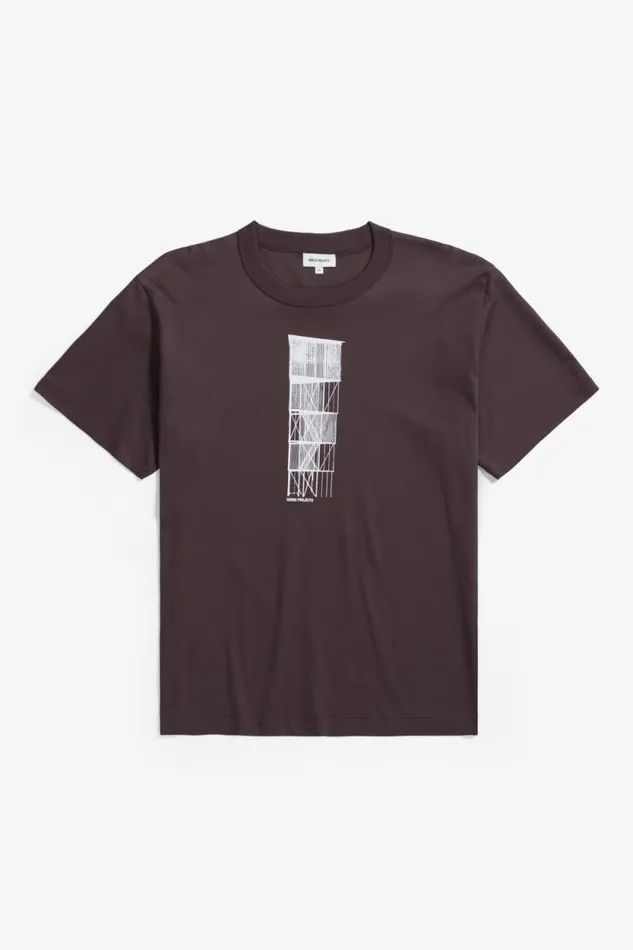 Men Holger Organic Interlock Tower Print TShirt Wine Red Norse Projects TShirts Men Holger Organic Interlock Tower Print TShirt Wine Red Norse Projects TShirts