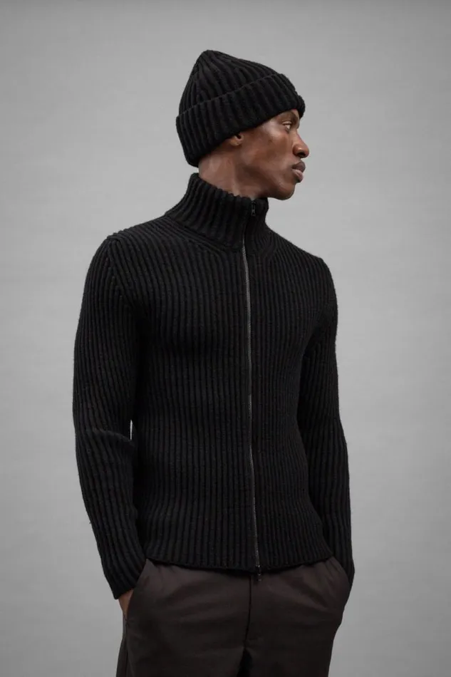 Men Hybrid Rib Beanie Stretch Wool Black Norse Projects Beanies