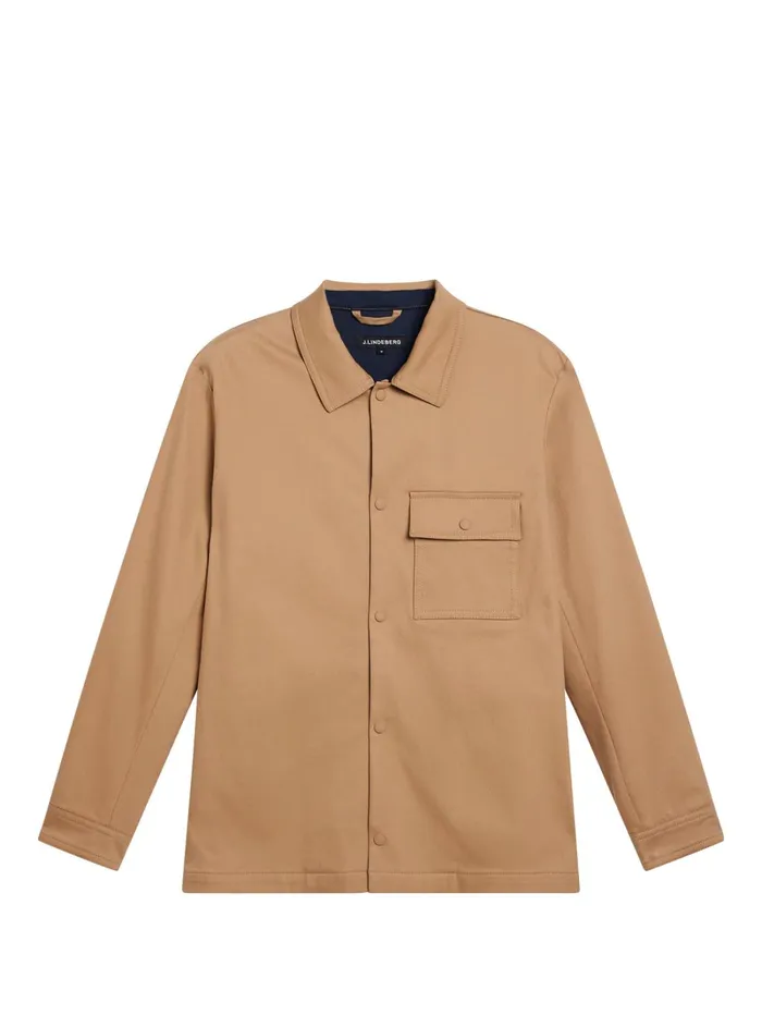 Men Jason Buttoned Cotton Stretch Tiger Brown JLindeberg Overshirts Men Jason Buttoned Cotton Stretch Tiger Brown JLindeberg Overshirts