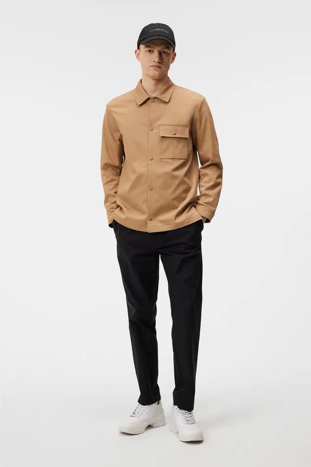 Men Jason Buttoned Cotton Stretch Tiger Brown JLindeberg Overshirts Men Jason Buttoned Cotton Stretch Tiger Brown JLindeberg Overshirts