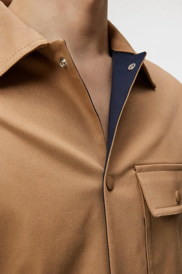 Men Jason Buttoned Cotton Stretch Tiger Brown JLindeberg Overshirts Men Jason Buttoned Cotton Stretch Tiger Brown JLindeberg Overshirts