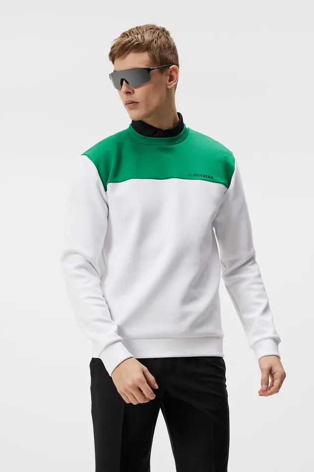 Men Jeff Crew Neck White JLindeberg Sweatshirts