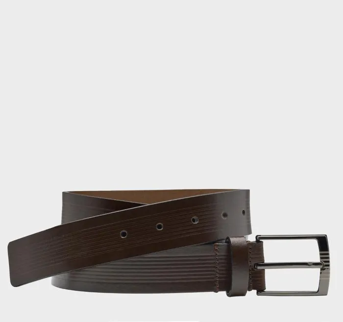 Men Johnston and Murphy Belts Center Laser Belt Brown