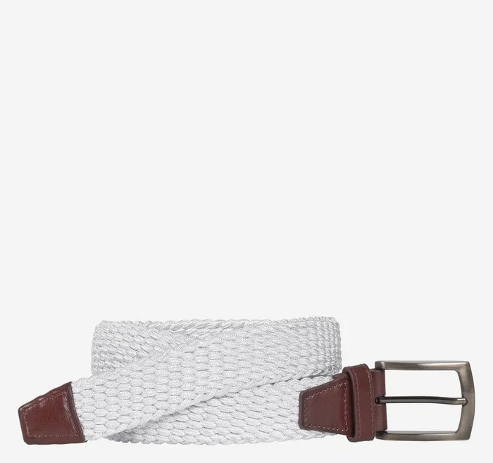 Men Johnston and Murphy Belts Woven StretchKnit Belt White