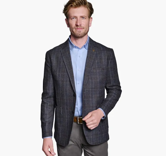 Men Johnston and Murphy Blazers Deconstructed Wool Blazer Navy