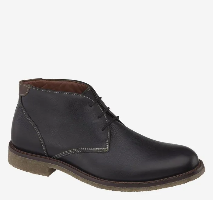 Men Johnston and Murphy Boots Copeland Chukka Black Tumbled Full Grain