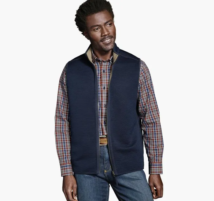 Men Johnston and Murphy Coats Jackets and Vests Reversible Channel Quilted Vest Brown Heathernavy Men Johnston and Murphy Coats Jackets and Vests Reversible Channel Quilted Vest Brown Heathernavy
