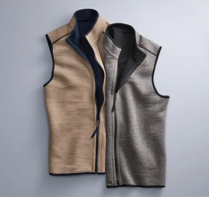Men Johnston and Murphy Coats Jackets and Vests Reversible Channel Quilted Vest Brown Heathernavy Men Johnston and Murphy Coats Jackets and Vests Reversible Channel Quilted Vest Brown Heathernavy