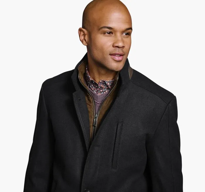 Men Johnston and Murphy Coats Jackets and Vests Upton Car Coat Black