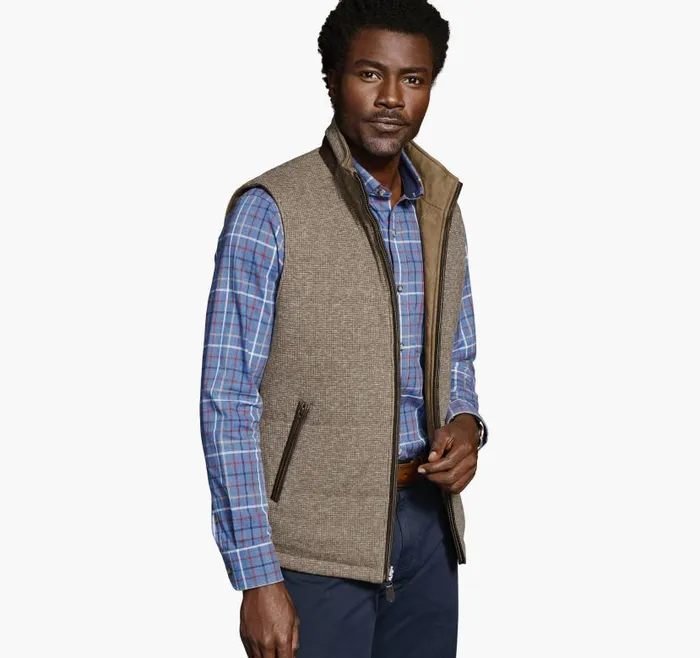Men Johnston and Murphy Coats Jackets and Vests Upton Reversible Vest Camellight Brown Men Johnston and Murphy Coats Jackets and Vests Upton Reversible Vest Camellight Brown