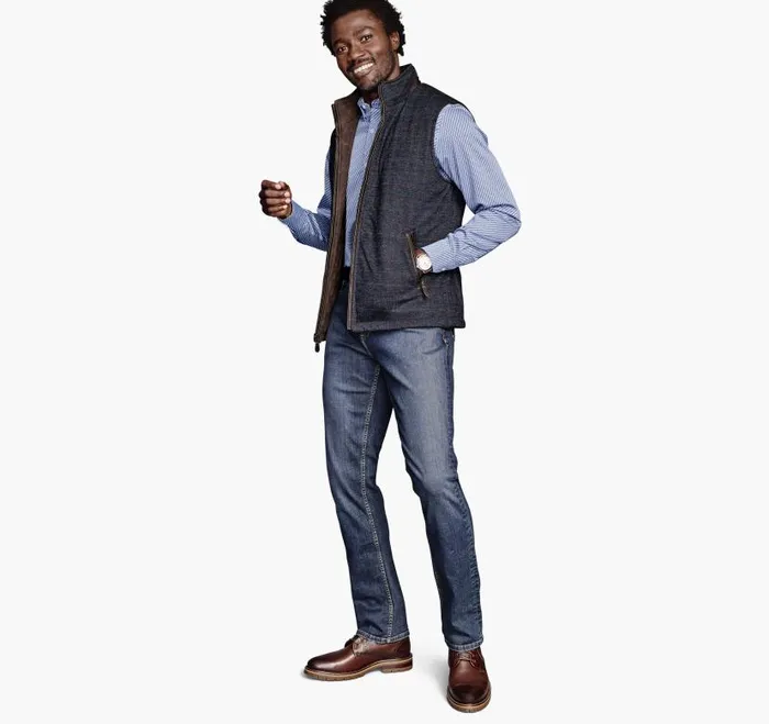 Men Johnston and Murphy Coats Jackets and Vests Upton Reversible Vest Navy Plaidbrown