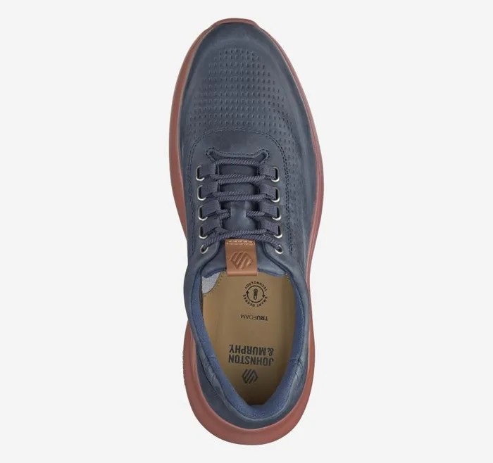 Men Johnston and Murphy LaceUps Amherst 20 Embossed UThroat Navy Oiled Full Grain