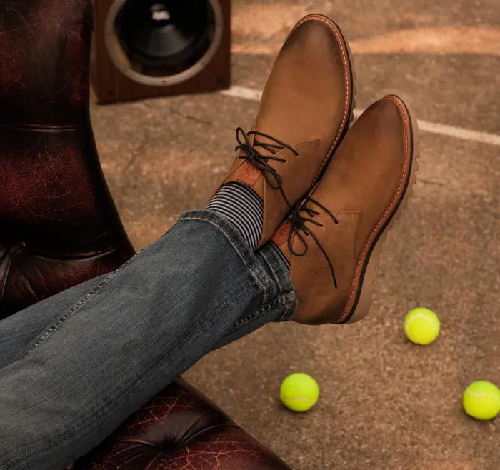 Men Johnston and Murphy LaceUps Braydon Chukka Brown Oiled Full Grain