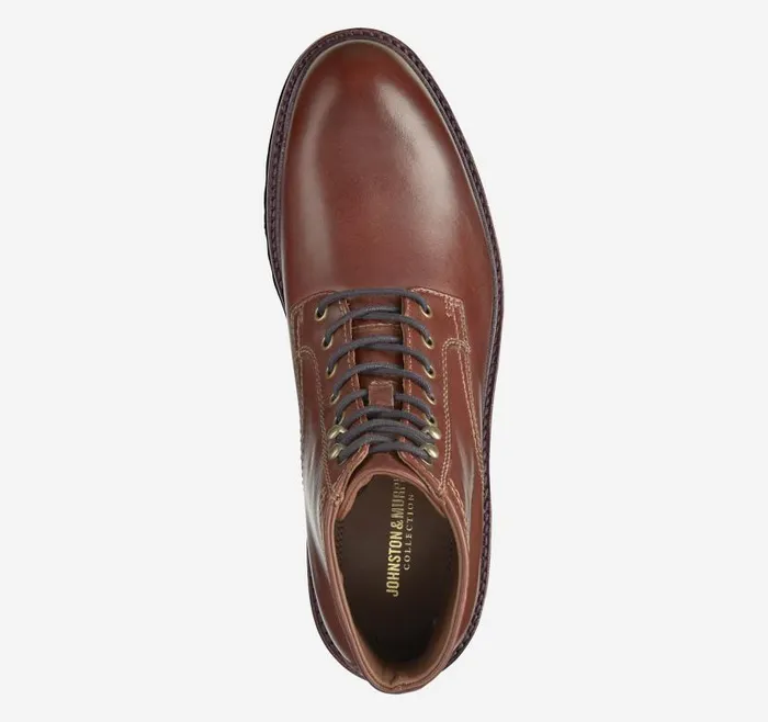 Men Johnston and Murphy LaceUps Dudley Lug Plain Toe Boot Mahogany Full Grain Men Johnston and Murphy LaceUps Dudley Lug Plain Toe Boot Mahogany Full Grain