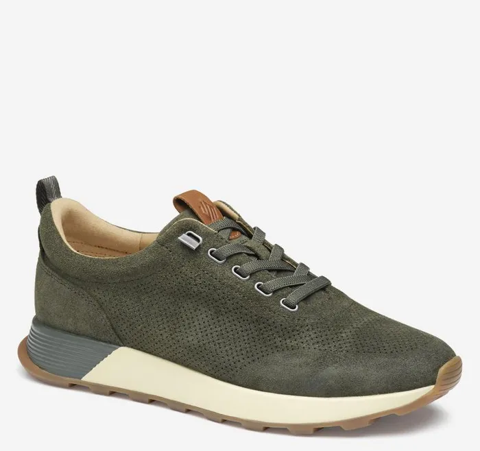 Men Johnston and Murphy LaceUps Kinnon Perfed Jogger Olive Oiled Suede