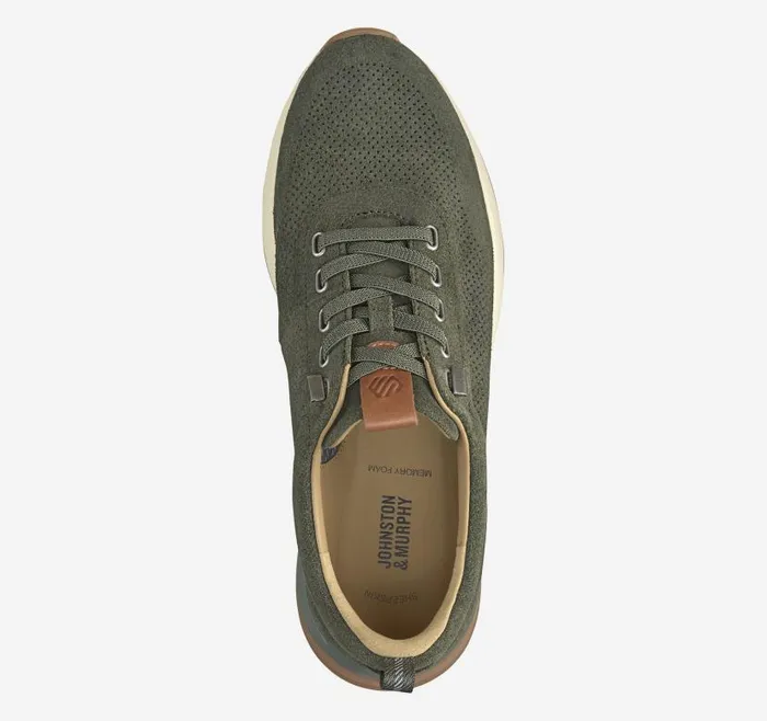 Men Johnston and Murphy LaceUps Kinnon Perfed Jogger Olive Oiled Suede Men Johnston and Murphy LaceUps Kinnon Perfed Jogger Olive Oiled Suede