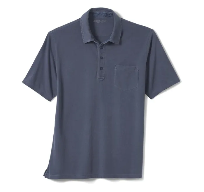 Men Johnston and Murphy Polos and Tees Garment Dyed Polo Navy