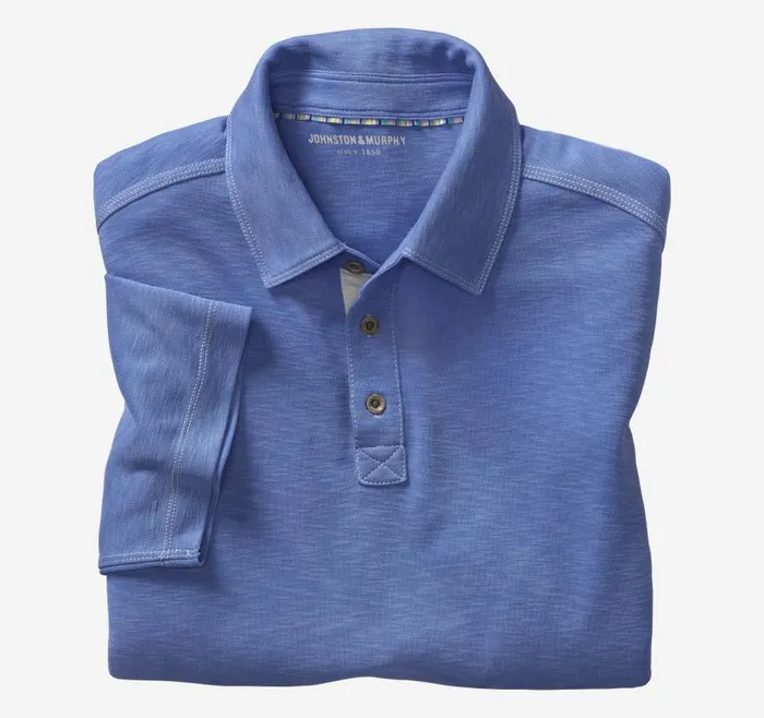 Men Johnston and Murphy Polos and Tees Vintage Slub Polo Royal