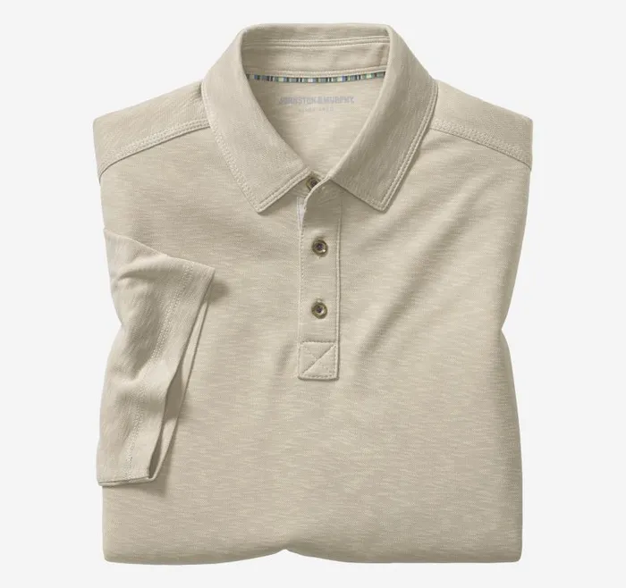 Men Johnston and Murphy Polos and Tees Vintage Slub Polo Stone