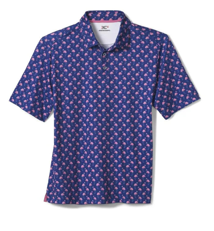 Men Johnston and Murphy Polos and Tees XC4 Performance Polo Navy Flamingo