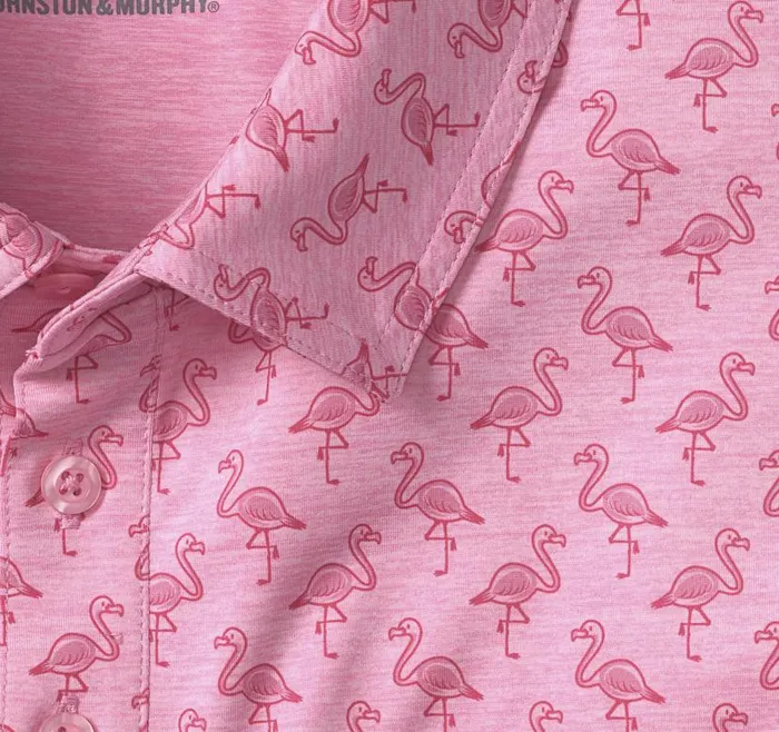 Men Johnston and Murphy Polos and Tees XC4 Performance Polo Pink Tonal Flamingo