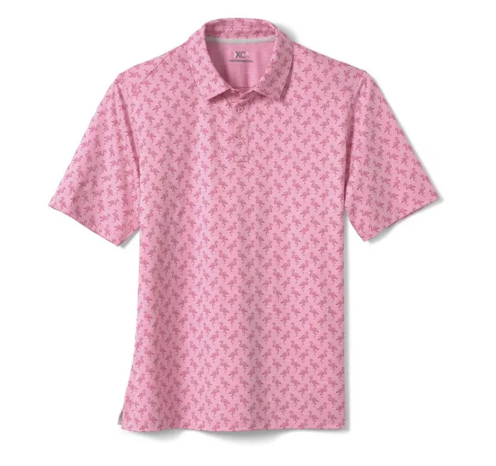 Men Johnston and Murphy Polos and Tees XC4 Performance Polo Pink Tonal Flamingo
