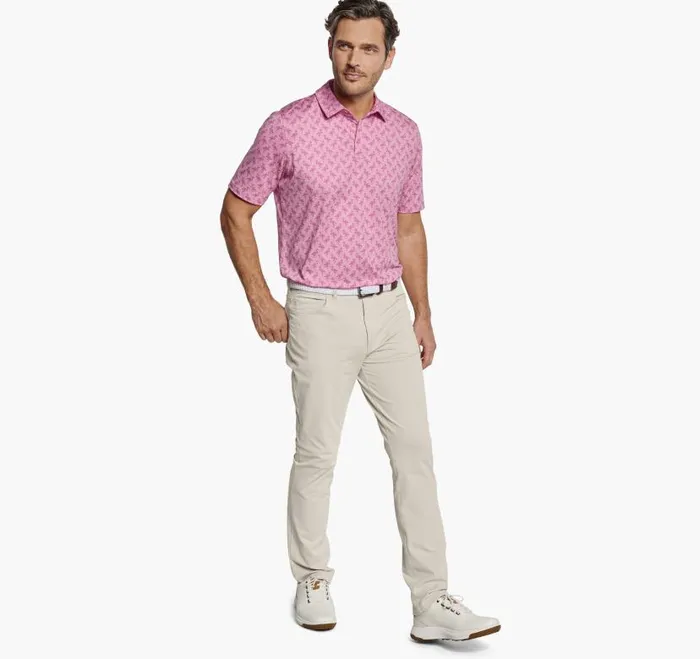 Men Johnston and Murphy Polos and Tees XC4 Performance Polo Pink Tonal Flamingo