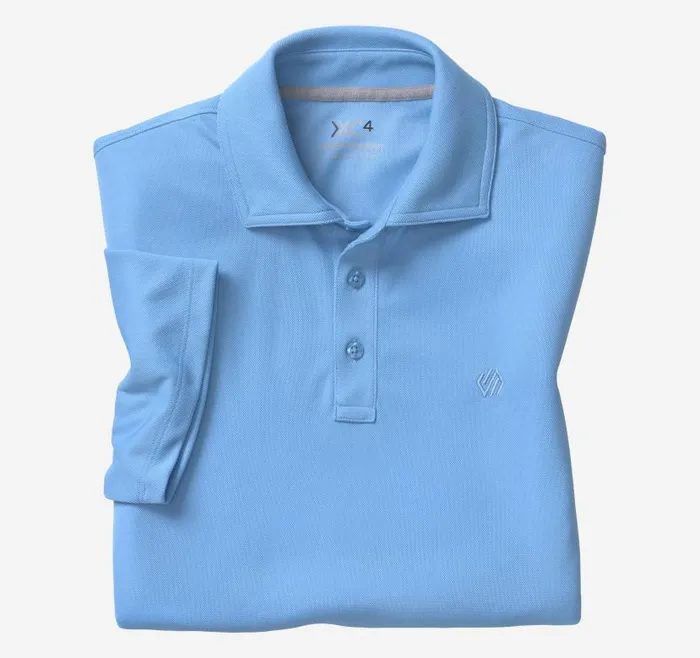 Men Johnston and Murphy Polos and Tees XC4 Performance Solid Polo Cool Degree Light Blue